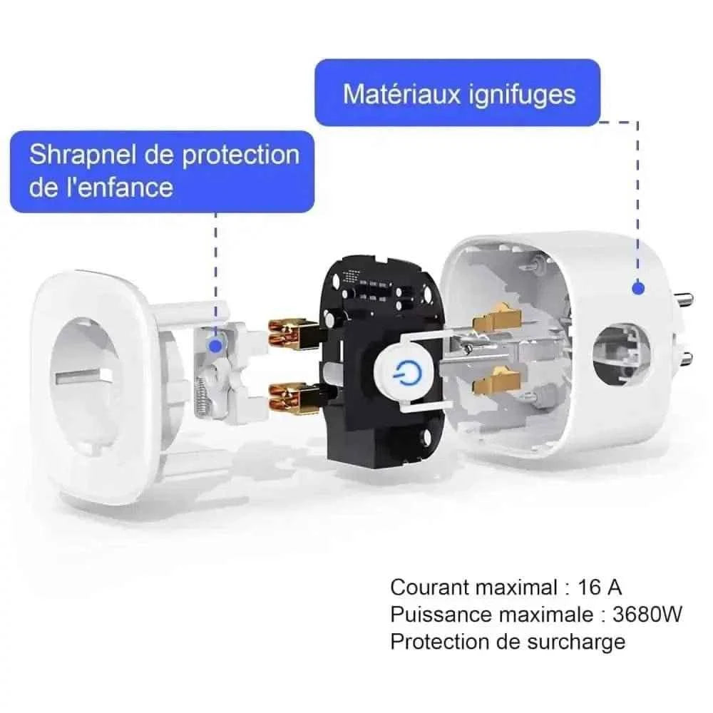 Prise WiFi avec surveillance de la consommation électrique et voyant LED ANTELA - Cpourtoi.Net