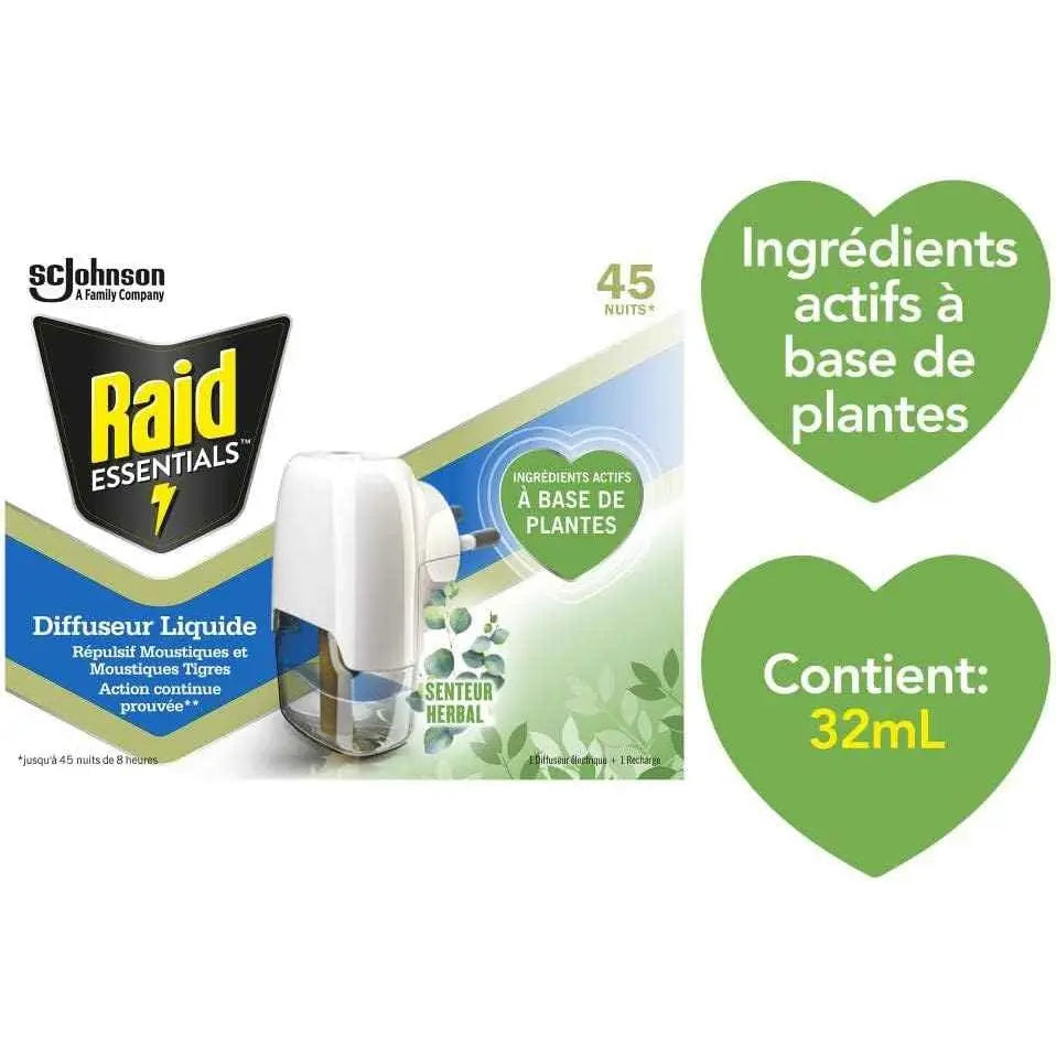 Raid Essentials Diffuseur - Moustiques Repoussés, Nuit Calme - Cpourtoi.Net