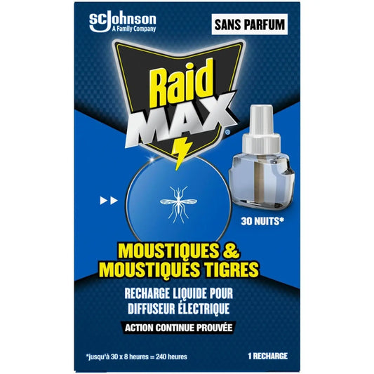 Raid Max Recharge Moustiques Diffuseur Électrique Sans Parfum Pour 30 Nuits de Protection