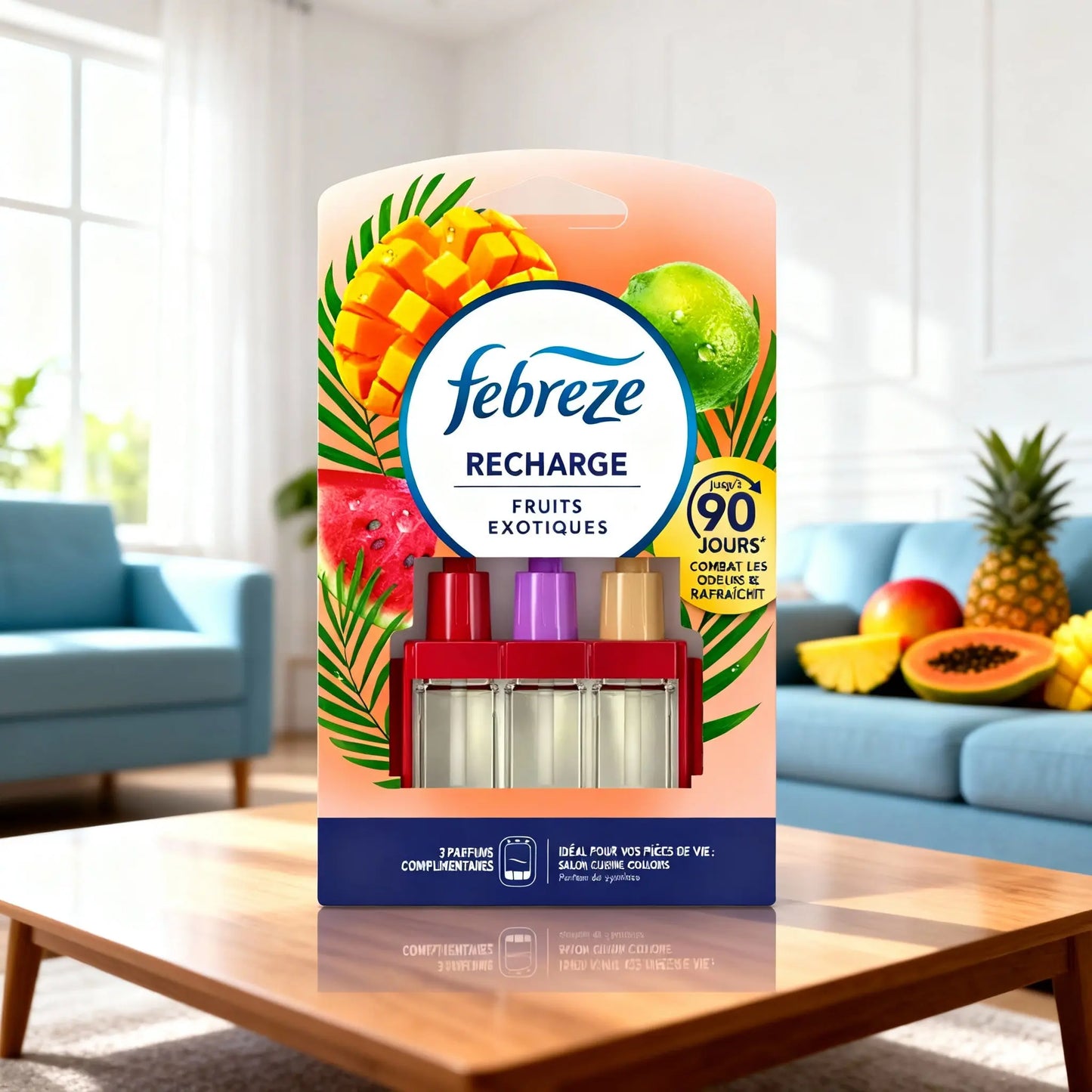 Recharge Febreze 3Volution Exotique Fruits Exotiques 20 Ml Pour Une Fraîcheur Durable Jusqu'à 90 Jours