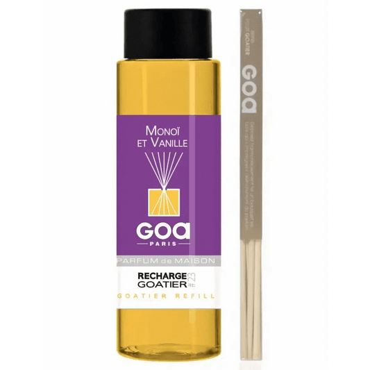 GOA Recharge Parfum Monoï & Vanille - 250ml avec Pack Rotin - Cpourtoi.Net