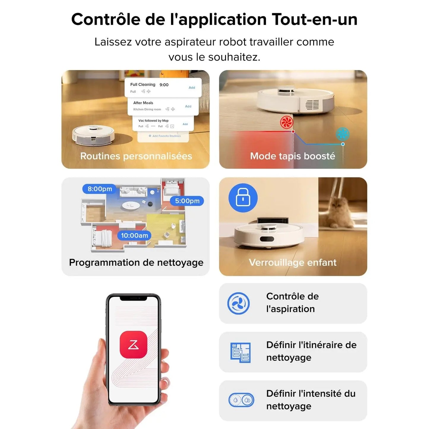 Roborock Q7 L5 – Robot aspirateur 8000 Pa, navigation LiDAR précise, double système anti-enchevêtrement, zones interdites intelligentes, cartographie multi-niveaux, recharge automatique, compatible App/Alexa - Cpourtoi.Net