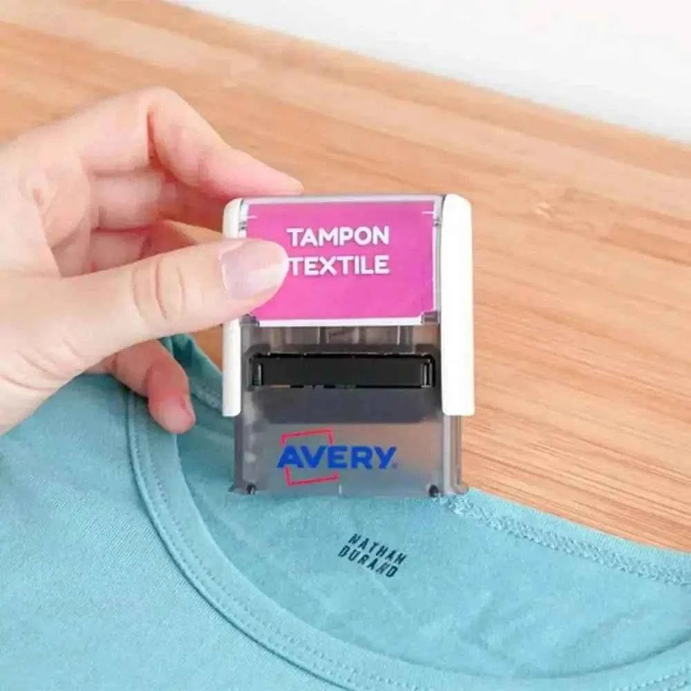 Tampon textile personnalisable Avery en rose et gris - Cpourtoi.Net