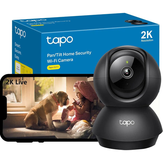 Tapo 2K(3MP) Caméra Surveillance WiFi intérieure 360° C211, Vision Nocturne, Notifications en Temps réel, Détection de Personne, Suivi de Mouvement, Télécommande, Compatible avec Alexa, Noir Cpourtoi.Net