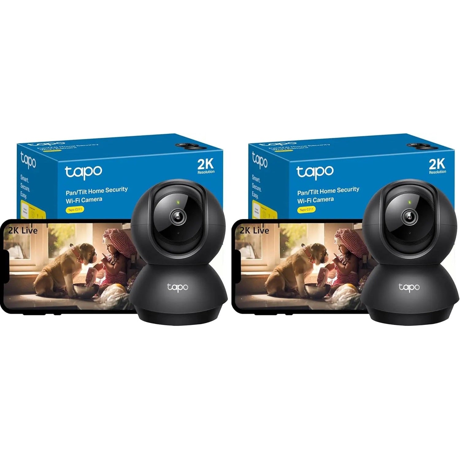 Tapo 2K(3MP) Caméra Surveillance WiFi intérieure 360° C211, Vision Nocturne, Notifications en Temps réel, Détection de Personne, Suivi de Mouvement, Télécommande, Compatible avec Alexa, Noir Cpourtoi.Net