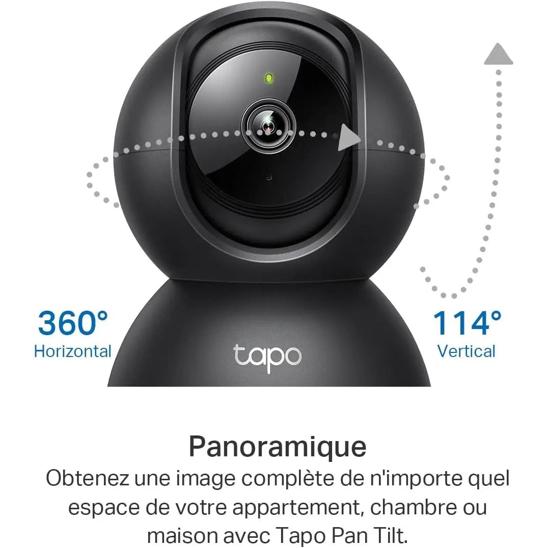 Tapo 2K(3MP) Caméra Surveillance WiFi intérieure 360° C211, Vision Nocturne, Notifications en Temps réel, Détection de Personne, Suivi de Mouvement, Télécommande, Compatible avec Alexa, Noir Cpourtoi.Net
