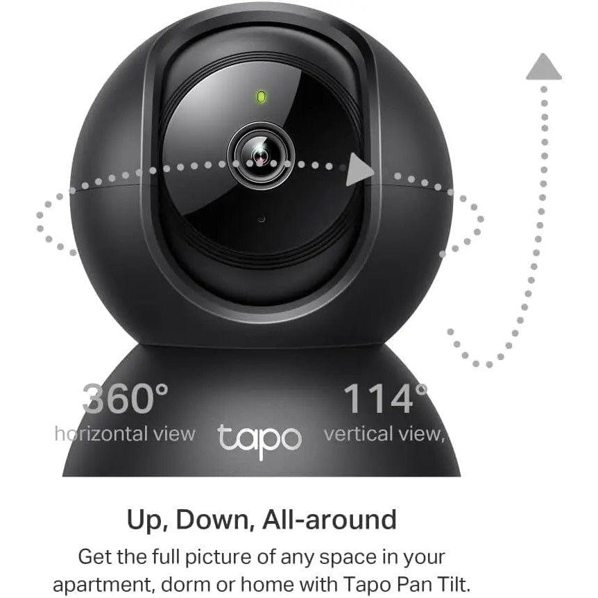 Tapo 2K(3MP) Caméra Surveillance WiFi intérieure 360° C211, Vision Nocturne, Notifications en Temps réel, Détection de Personne, Suivi de Mouvement, Télécommande, Compatible avec Alexa, Noir Cpourtoi.Net