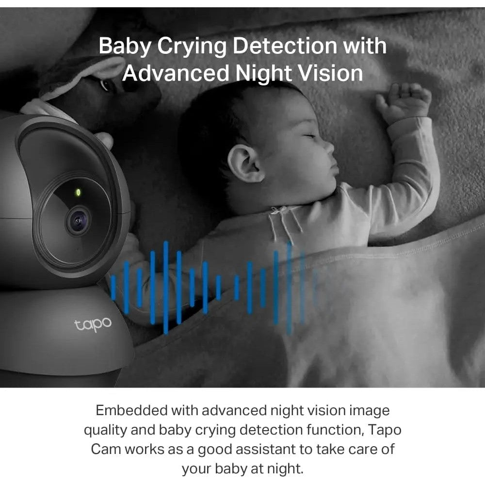 Tapo 2K(3MP) Caméra Surveillance WiFi intérieure 360° C211, Vision Nocturne, Notifications en Temps réel, Détection de Personne, Suivi de Mouvement, Télécommande, Compatible avec Alexa, Noir Cpourtoi.Net