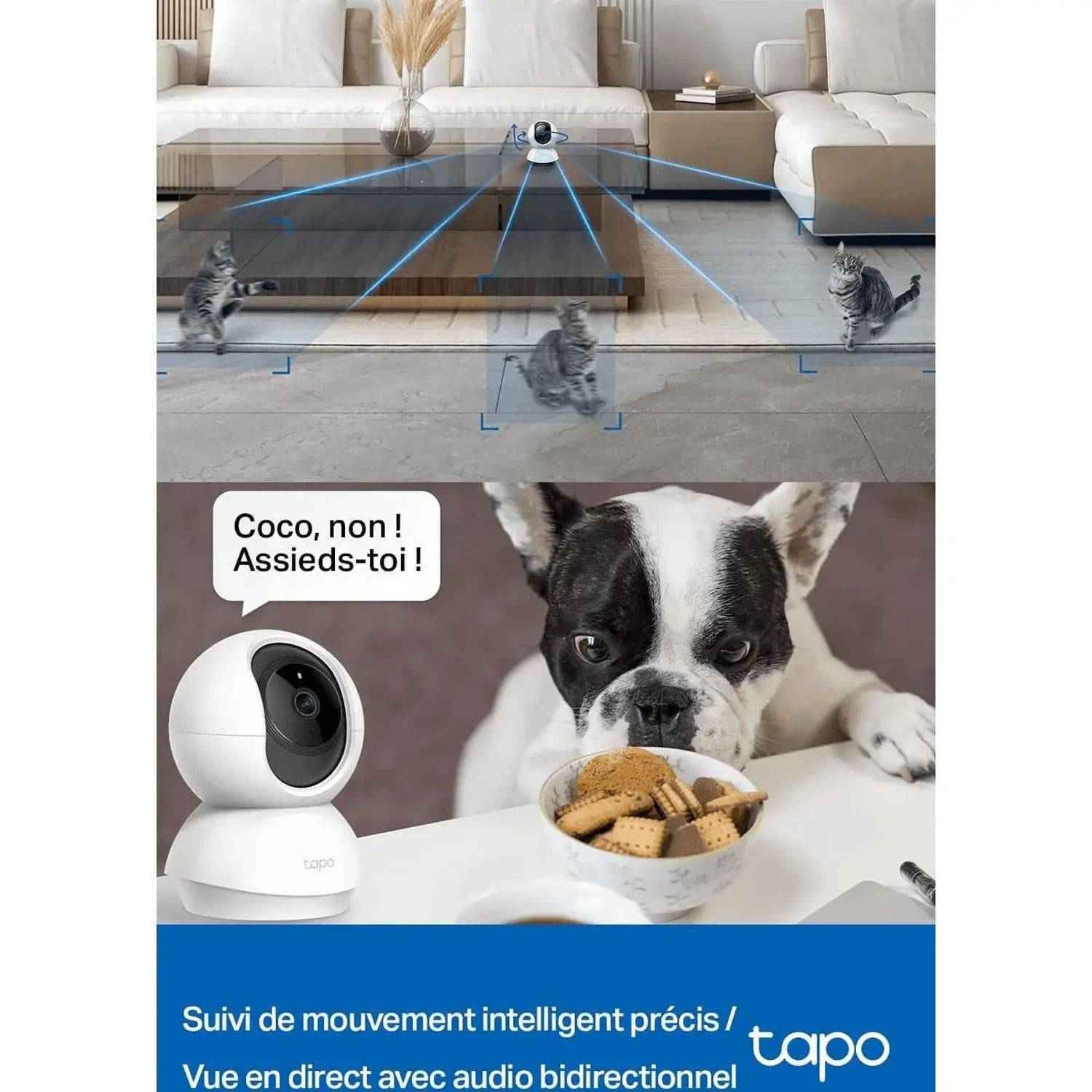 Tapo 2K(3MP) Caméra Surveillance Wifi Intérieure 360° C210