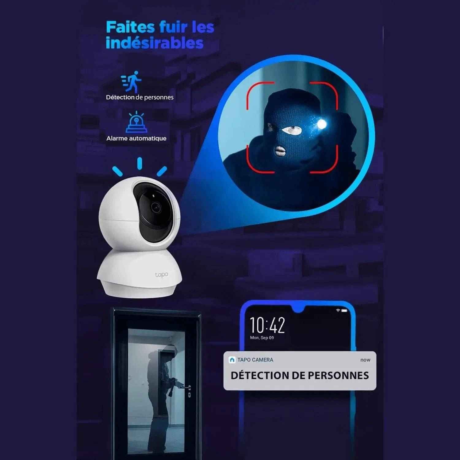 Tapo 2K(3MP) Caméra Surveillance Wifi Intérieure 360° C210