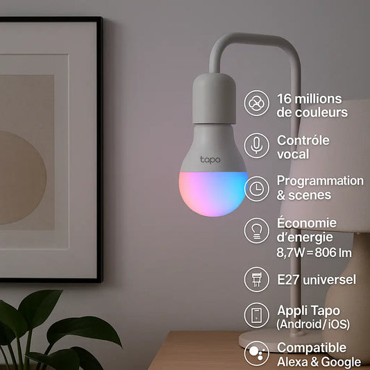 Tapo Ampoule LED Connectée L530E - Ambiance Colorée, Contrôle Vocal - Cpourtoi.Net