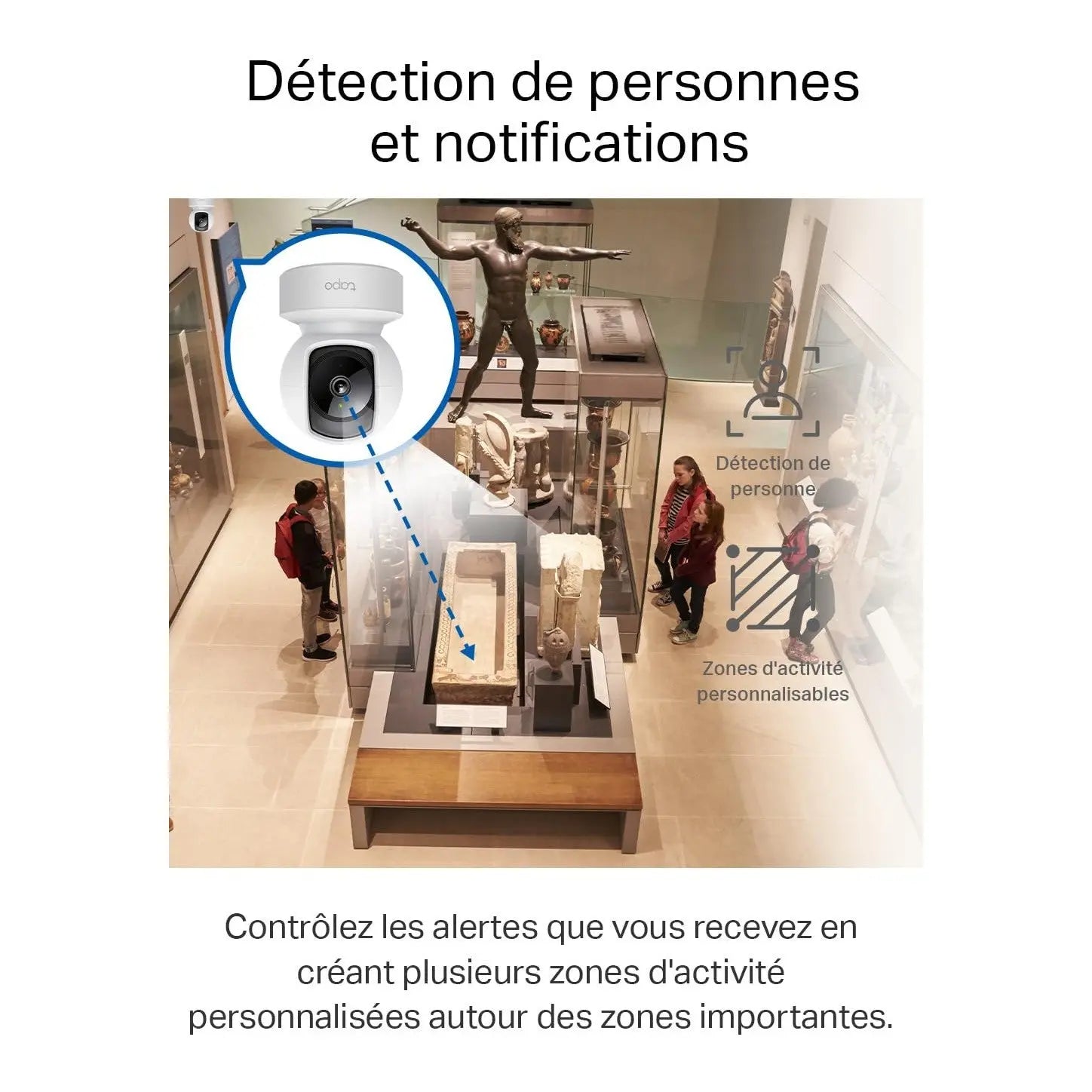 Tapo C220 2.5K Caméra de Surveillance WiFi intérieure 360° avec Détection Humaine AI - Cpourtoi.Net
