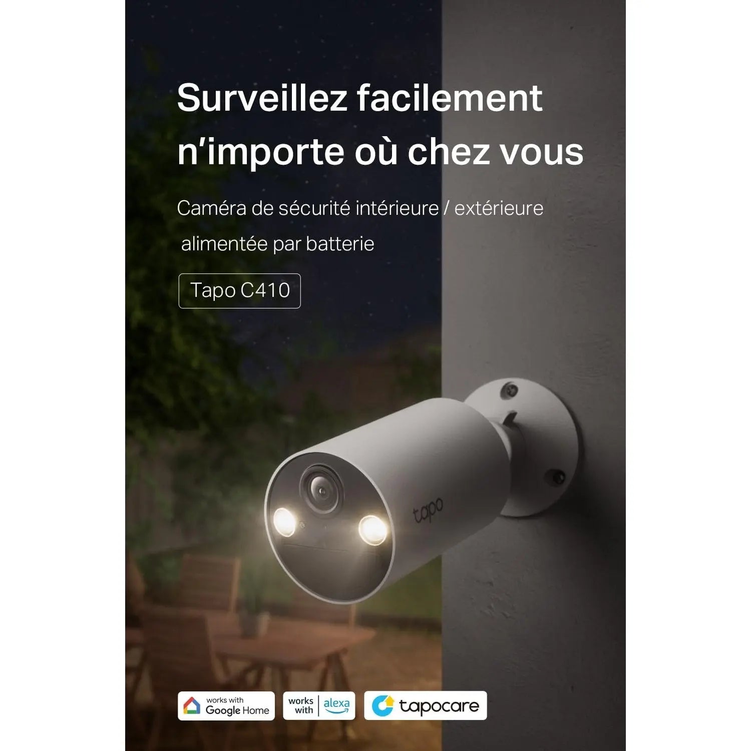 Tapo C410 2K (3MP) Caméra de Surveillance WiFi Extérieure sans Fil Solaire - Cpourtoi.Net