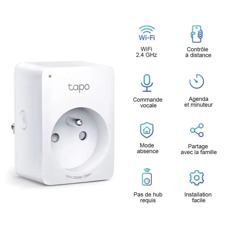 Tapo Pack de 2 Prises Connectée WiFi  10A Type E - Cpourtoi.Net