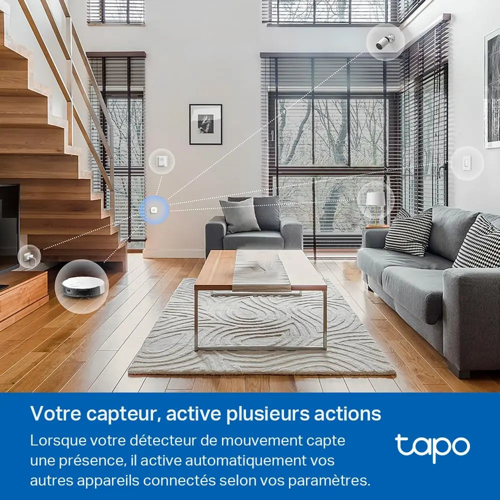 Tapo T100 Détecteur de Mouvement Intelligent, Détection à Large Portée, Allumage Automatique des Lumières, Compatible Alexa et Google Home, Batterie Longue Durée, Programmable, Hub requis - Cpourtoi.Net
