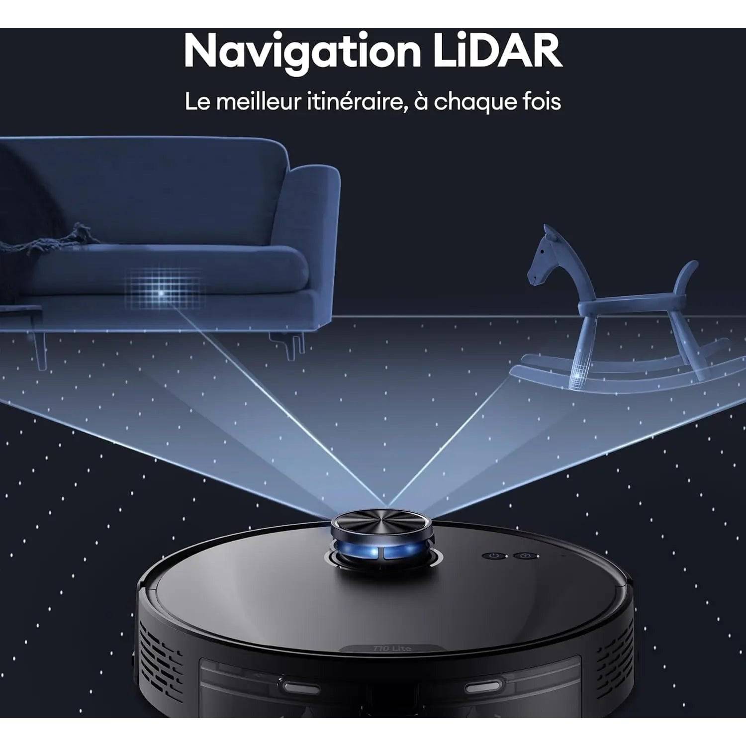 Ultenic T10 Lite Aspirateur Robot Laveur avec Station, 18000Pa Auto-Vidage, Navigation LiDAR, Cartographie Multi-étage, Connecté App/Alexa/Siri/IFTTT - Poils d’Animaux, Cheveux, Poussière et Moquette