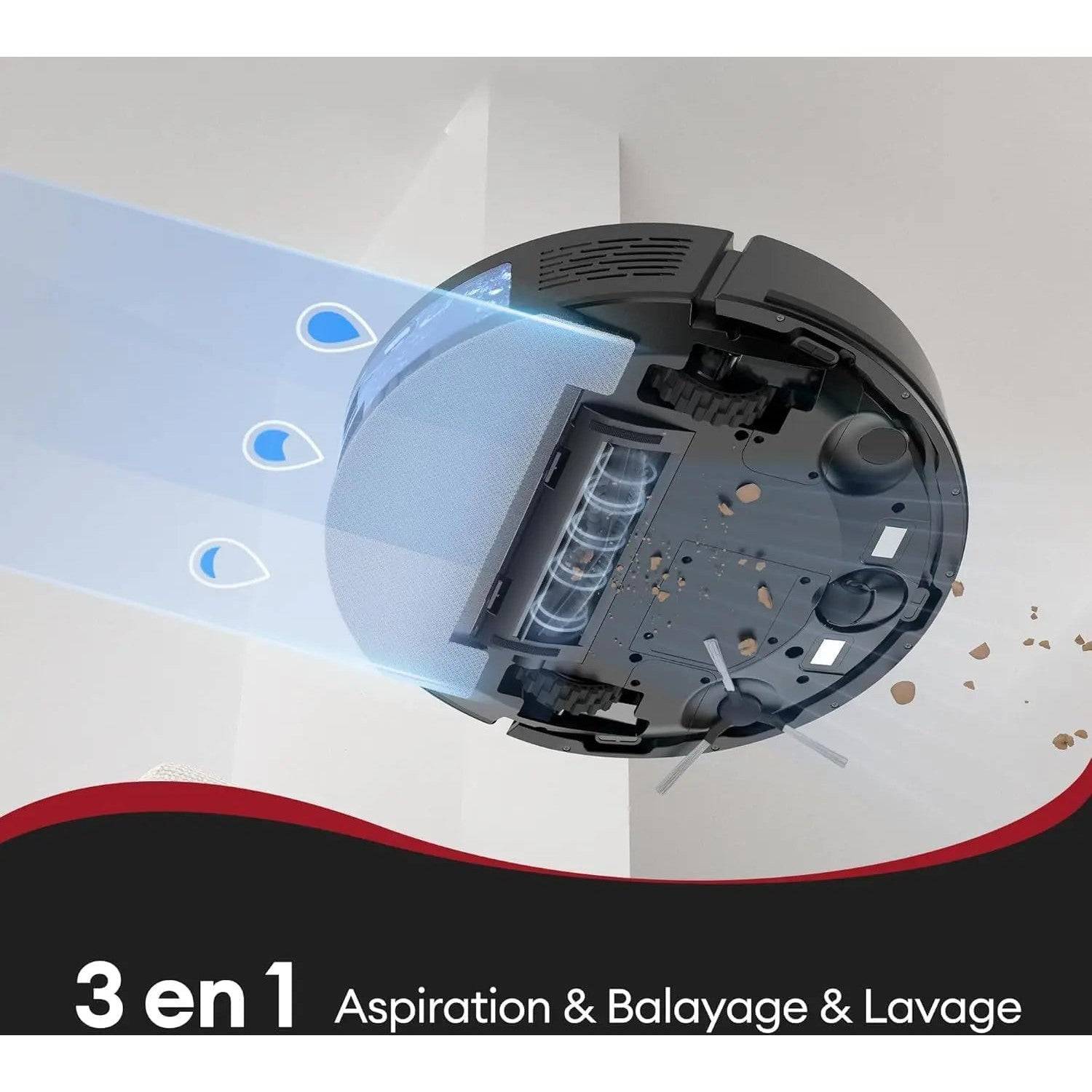 Ultenic T10 Lite Aspirateur Robot Laveur avec Station, 18000Pa Auto-Vidage, Navigation LiDAR, Cartographie Multi-étage, Connecté App/Alexa/Siri/IFTTT - Poils d’Animaux, Cheveux, Poussière et Moquette