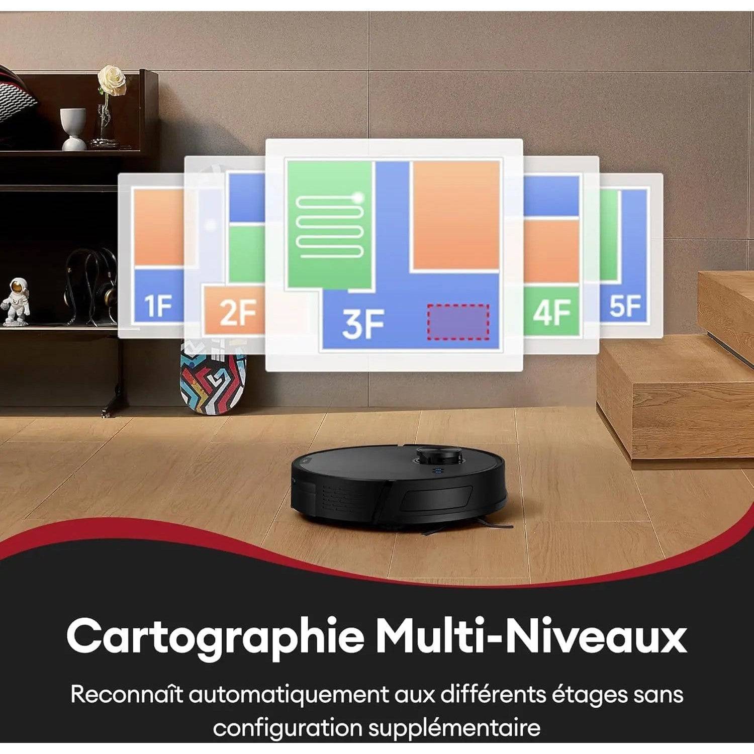 Ultenic T10 Lite Aspirateur Robot Laveur avec Station, 18000Pa Auto-Vidage, Navigation LiDAR, Cartographie Multi-étage, Connecté App/Alexa/Siri/IFTTT - Poils d’Animaux, Cheveux, Poussière et Moquette