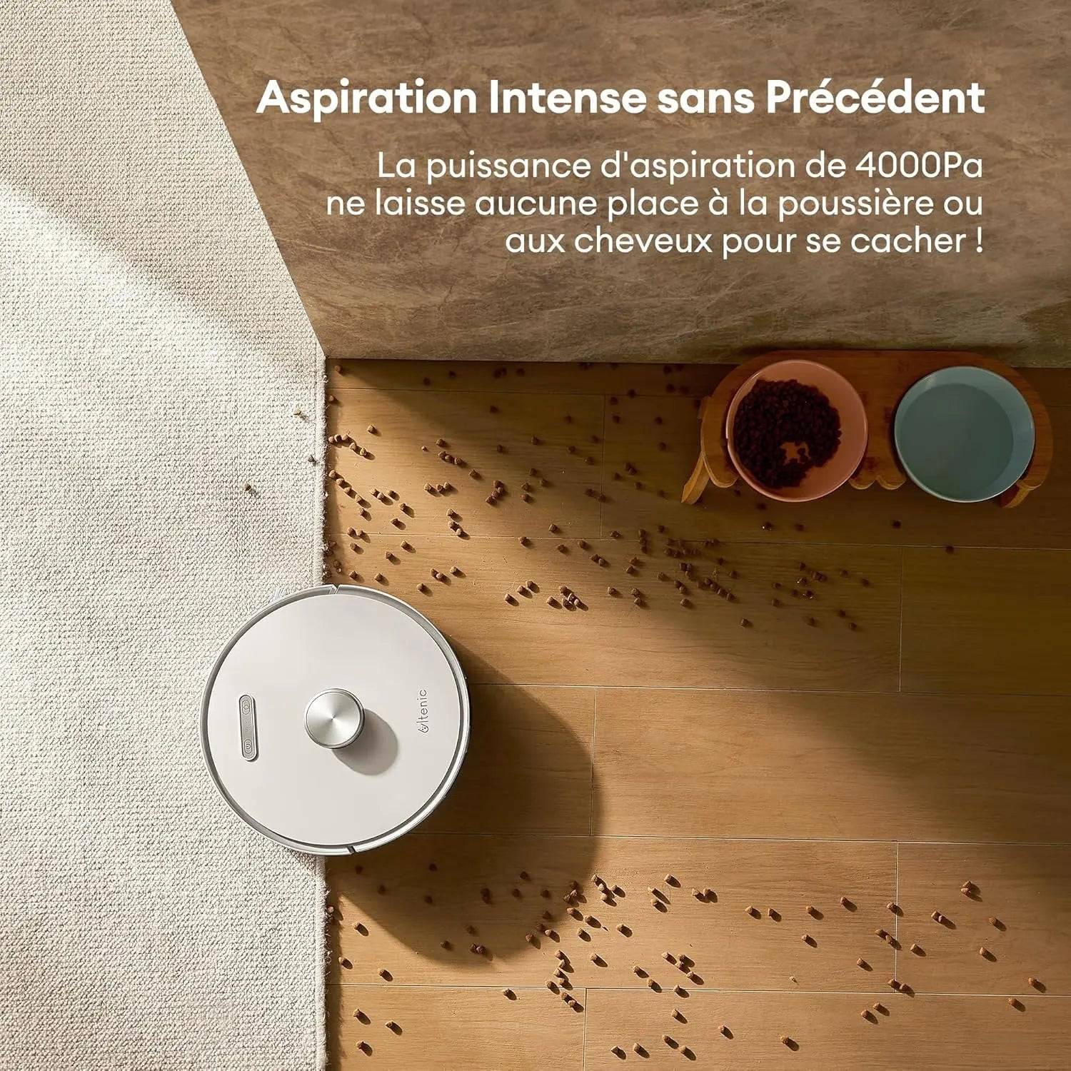 Ultenic T10 Pro Aspirateur Robot Laveur, Station Auto-Vidage 4000pa, Lavage à Serpillière Rotative, Navigation Lidar Cartographie, 200Min Autonomie, Connecté App et Alexa, Détection de Tapis