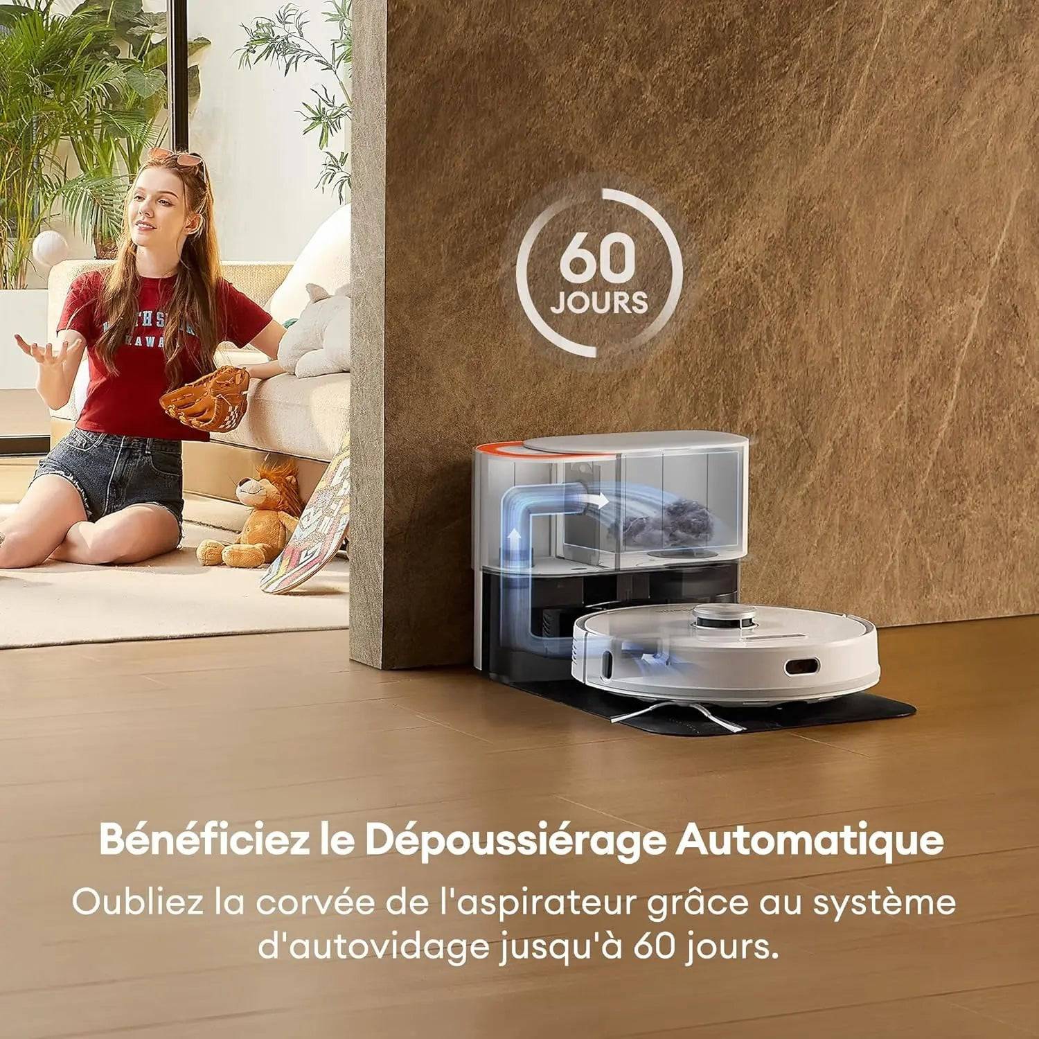 Ultenic T10 Pro Aspirateur Robot Laveur, Station Auto-Vidage 4000pa, Lavage à Serpillière Rotative, Navigation Lidar Cartographie, 200Min Autonomie, Connecté App et Alexa, Détection de Tapis