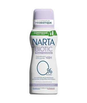 DÉODORANT COMPRESSÉ NARTA BIOTIC peaux sensibles 48h 0% AlCOOL - Cpourtoi.Net