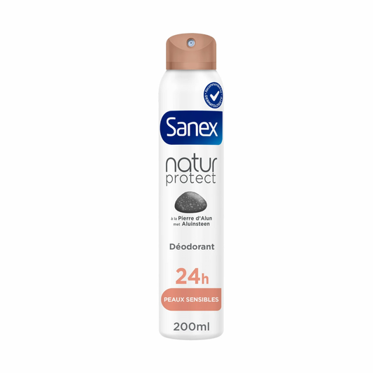 Déodorant Spray Sanex Nature Protect 24 H  à la Pierre d'Alun Peaux Sensibles, 200ml - Cpourtoi.Net