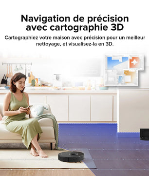 Roborock Q7 Max avec cartographie 3D, navigation de précision pour un nettoyage optimisé de toute la maison.