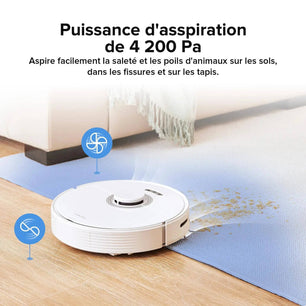 roborock Q7 Max Robot aspirateur Laveur 2 en 1, Aspiration de 4200Pa, Navigation PreciSense LiDAR, 3D Cartographie, 180min Durée, Zones Interdites, Routines Personnalisées, Contrôle APP/Alexa, Blanc Cpourtoi.Net