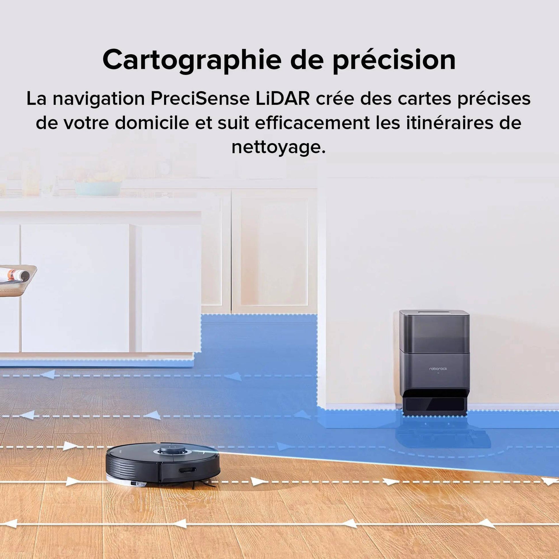 roborock Q7 Max+ Robot Aspirateur Laveur avec Station de Vidage Auto, 4200Pa Aspiration, Navigation PreciSense LiDAR, 3D Cartographie, Zones Interdites, Routines Personnalisées, Contrôle APP/Alexa Cpourtoi.Net