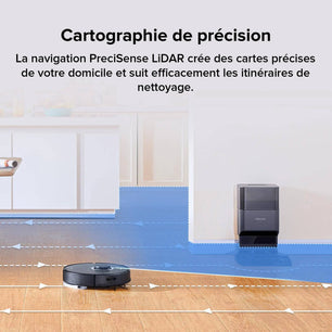 roborock Q7 Max+ Robot Aspirateur Laveur avec Station de Vidage Auto, 4200Pa Aspiration, Navigation PreciSense LiDAR, 3D Cartographie, Zones Interdites, Routines Personnalisées, Contrôle APP/Alexa Cpourtoi.Net