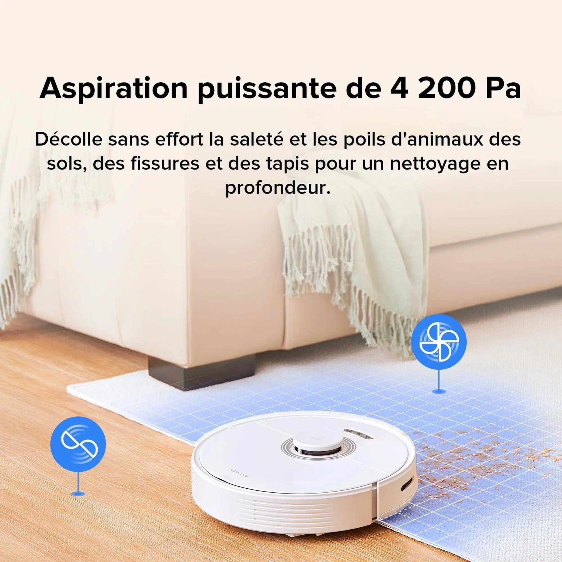 roborock Q7 Max+ Robot Aspirateur Laveur avec Station de Vidage Auto, 4200Pa Aspiration, Navigation PreciSense LiDAR, 3D Cartographie, Zones Interdites, Routines Personnalisées, Contrôle APP/Alexa Cpourtoi.Net