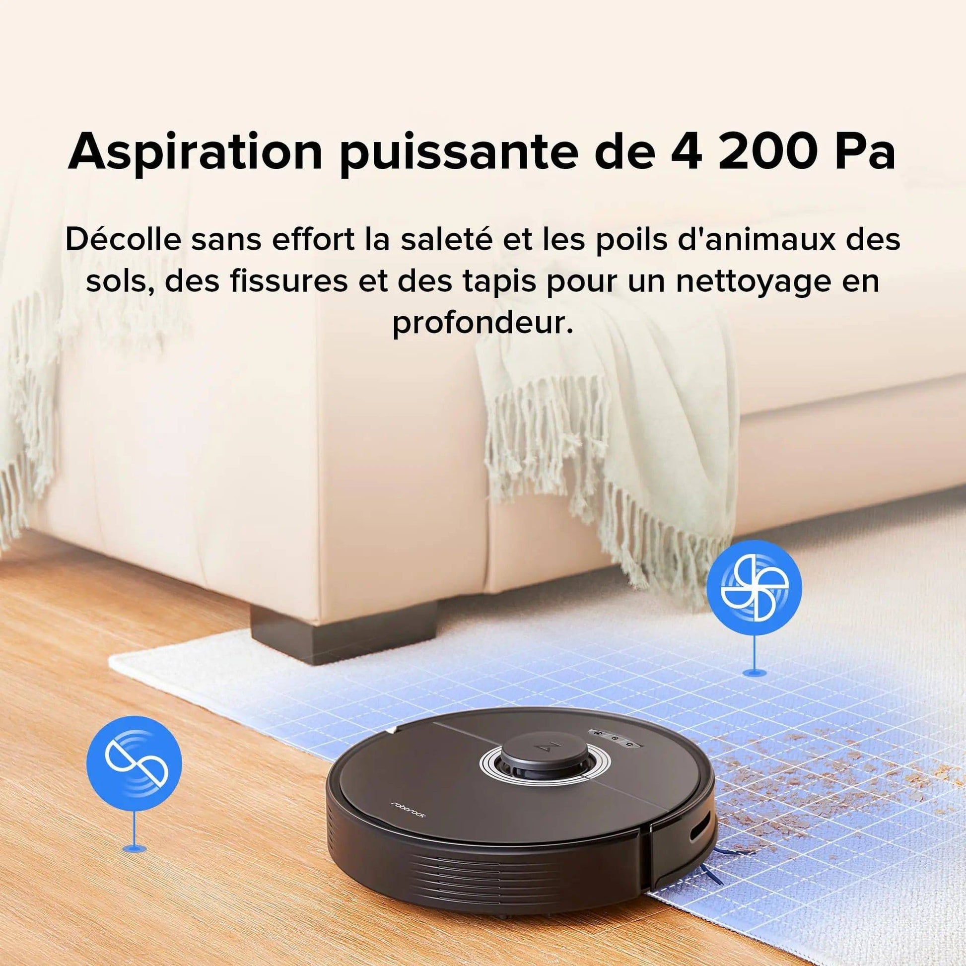 roborock Q7 Max+ Robot Aspirateur Laveur avec Station de Vidage Auto, 4200Pa Aspiration, Navigation PreciSense LiDAR, 3D Cartographie, Zones Interdites, Routines Personnalisées, Contrôle APP/Alexa Cpourtoi.Net