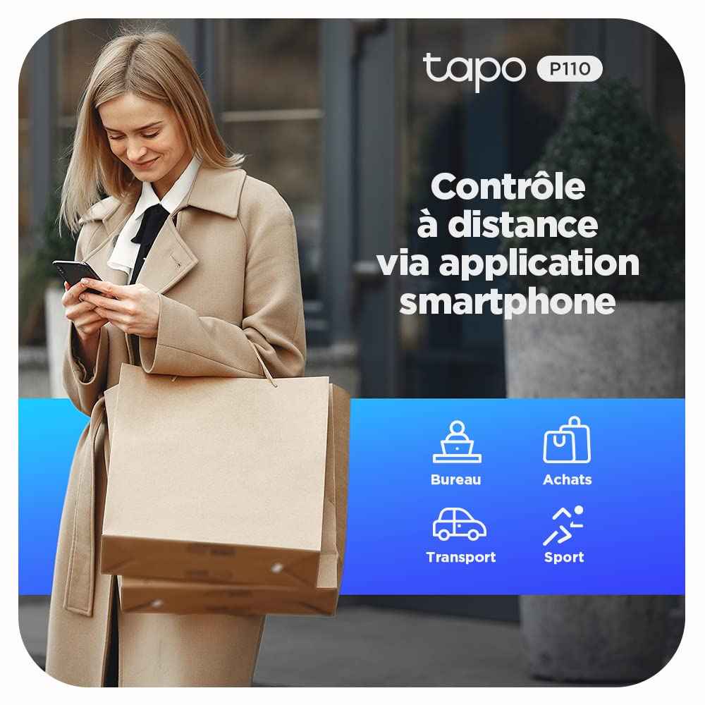Tapo Prise Connectée WiFi, Suivi de consommation, 16A Type E