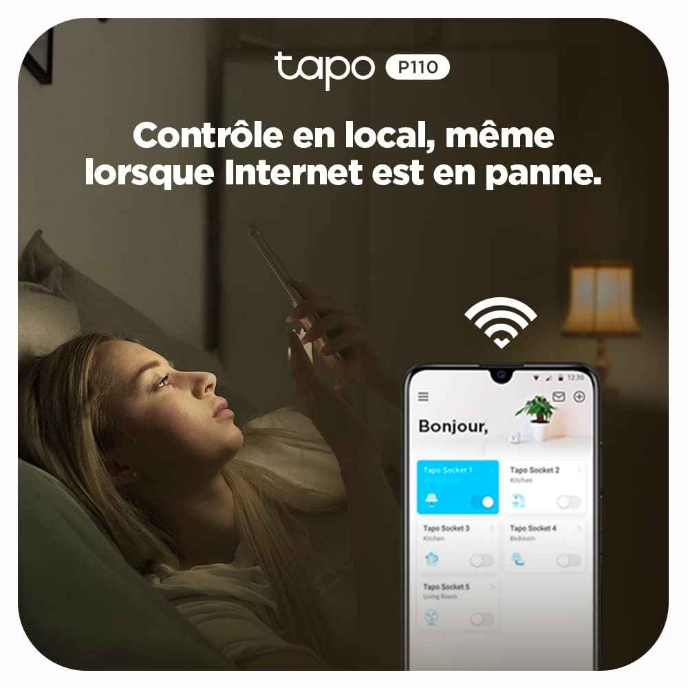 Tapo Prise Connectée WiFi, Suivi de consommation, 16A Type E