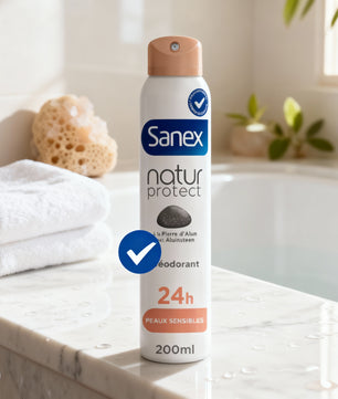 Déodorant Spray Sanex Nature Protect 24 H à la Pierre d'Alun Peaux Sensibles, 200ml