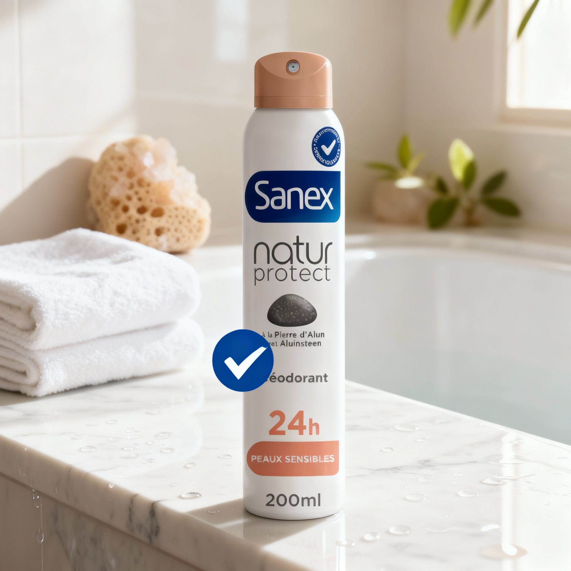 Déodorant Spray Sanex Nature Protect 24 H à la Pierre d'Alun Peaux Sensibles, 200ml